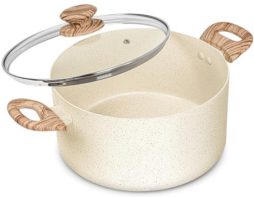 MICHELANGELO 5 Quart Stock Pot with Lid, Nonstick Soup Pot with Lid, Induction Cooking Pot White Granite, Non Stick Pot with Stay-cool Handle, 5 Quart Nonstick Pot for Cooking - CookCave