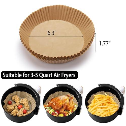 200Pcs Air Fryer Disposable Paper Liner, Round Non-Stick Air Fryer Liners Parchment Paper for Air Fryer Baking Roasting Microwave Oven (6.3 inch) - CookCave