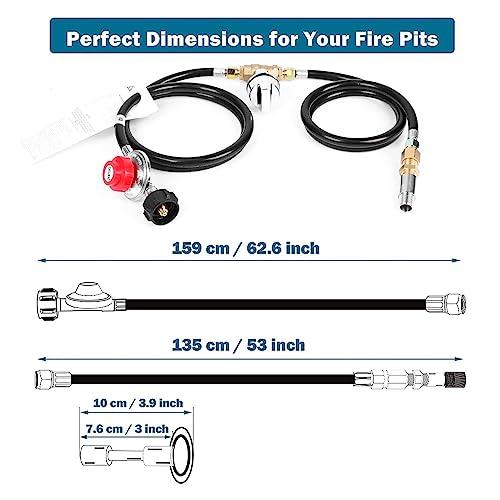 Uniflasy Fire Pit Installation Kit for Propane Connection, Propane Fire Pit Hose Kit Suit for Firepit Outdoor Fireplaces Fire Pit Table, Come with 1/2 Key Valve Air Mixer Valve Regulator Hose - CookCave