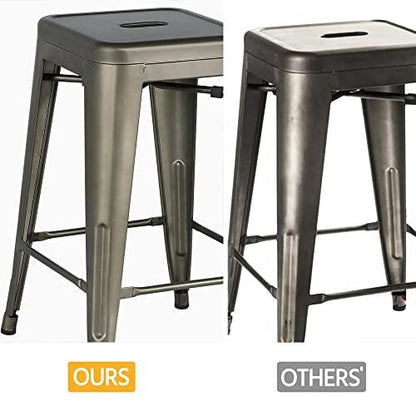 Topeakmart Metal Bar Stools 30 inches Set of 4 High Backless Counter Bar Stool Heavy Duty Indoor-Outdoor Stackable Chairs - CookCave