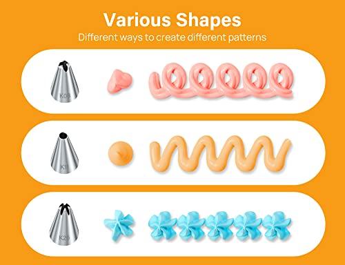 Kootek 42pcs Piping Bags and Tips Set, Cake Decorating Supplies Kits for Baking with 30 Numbered Frosting Icing Tips, 2 Reusable Pastry Bags, Easy Carry Storage Box and Other Baking Tools - CookCave