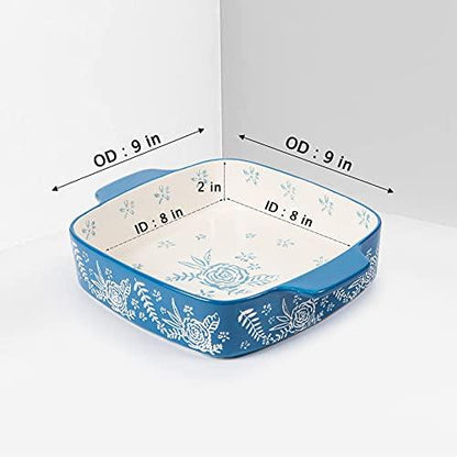 Wisenvoy Baking Dish Ceramic Brownie Pan 9x9 Baking Pan Casserole Dish Lasagna Pan Square Rose Dish Pan Bakeware Sets - CookCave