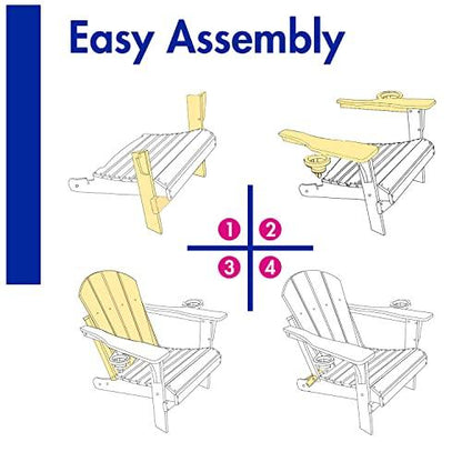 BRIOPAWS Folding Adirondack Chair with Adjustable Backrest & Ottoman, Wood Texture All-Weather HDPE Outdoor Chairs w/Cup Holders & Retractable Footrest for Poolside, Fire Pit, Campfire, Deck, Black - CookCave