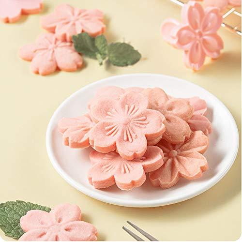 HAGBOU Cookie Press, 4 Styles Cookie Stamps Cherry Blossom Cookie Cutters Mold for Flower Cookies Pastry Accessories (Pink) - CookCave