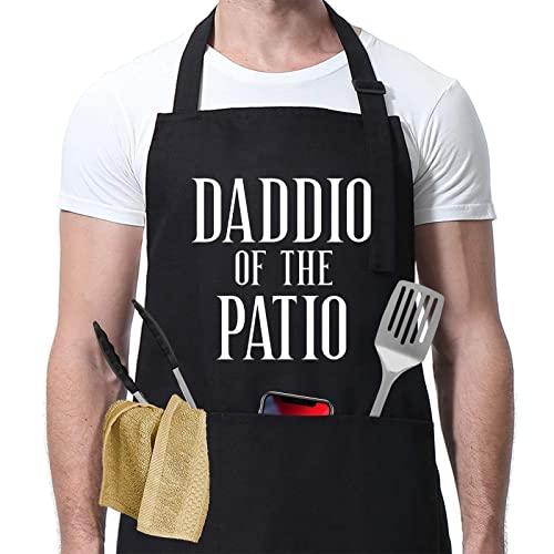 Miracu Grill Apron for Dad - Daddio of The Patio - Dad Gifts from Daughter, Son - Funny Valentines Day, Birthday Gifts for Dad, Father in Law, Step Dad, Best Dad - Dad Apron for Grilling BBQ Cooking - CookCave
