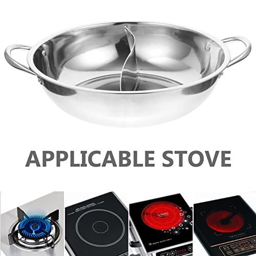 CALLARON Shabu Shabu Yuanyang Hot Pot 28CM Stainless Steel Hot Pot Divided Hot Pot For Electric Induction Cooktop Gas Stove - CookCave