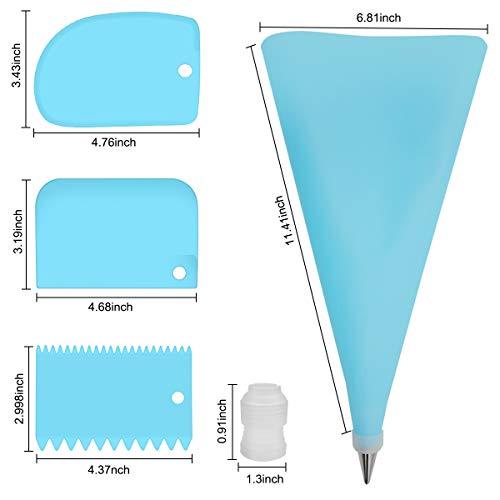 Silicone Icing Piping Bag,Reusable Cream Pastry Bag and 20× Stainless Steel Nozzle Set DIY Cake Decorating Tool(20×Nozzle, 2×Icing Cream Pastry Bag and 2 X Converter and 3×Scraper) [Energy Class A+] - CookCave