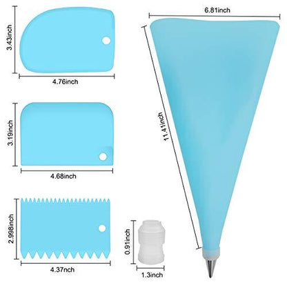 Silicone Icing Piping Bag,Reusable Cream Pastry Bag and 20× Stainless Steel Nozzle Set DIY Cake Decorating Tool(20×Nozzle, 2×Icing Cream Pastry Bag and 2 X Converter and 3×Scraper) [Energy Class A+] - CookCave