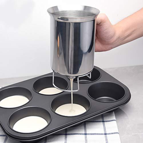 Pancake Batter Dispenser, 900ML Stainless Steel Pourer Handheld Making Crepes Cupcake Waffle Cake Maker Pastry Funnel Art Kit Cooking Baking Accessories Tools Gadgets Home Kitchen - CookCave