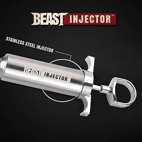 Grill Beast - 304 Stainless Steel Meat Injector Kit with 2-oz Large Capacity Barrel and 3 Professional Marinade Needles - CookCave