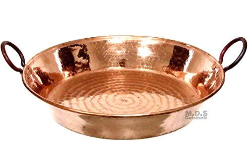 Paella Pan 17" Paellera de Cobre Spain España 100% Pure Hammered Hand-made Artisan Copper Classic Traditional Seafood Marisco Cazo - CookCave