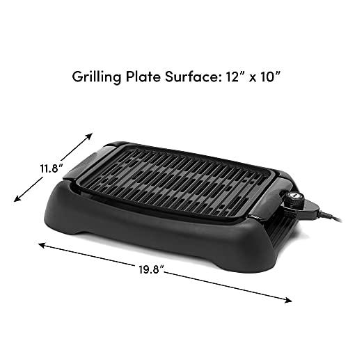 Elite Gourmet EGL-3450 Smokeless Indoor Electric BBQ Grill Dishwasher Safe, Nonstick, Adjustable Temperature, Fast Heat Up, Low-Fat Meals Easy to Clean Design, Black - CookCave