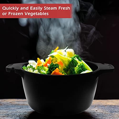 Professional Small Micro Cookware 1 Quart, Microwave Steamer for Vegetables, Microwave Cooker - BPA Free, Dishwasher Safe - CookCave