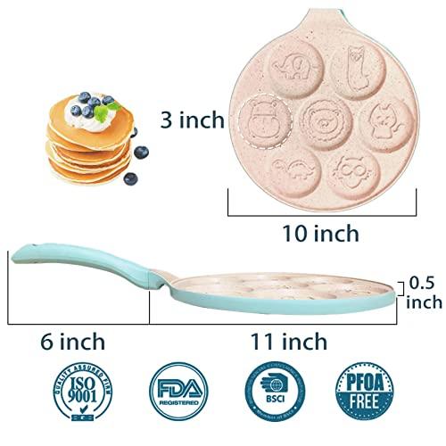 Silver Dollar Pancake Pan, Mini Pancake Molds for Kids Animal Pancake Griddle Nonstick 7 Cup Frying Egg Pan Waffle Pancakes Maker Crepe with Silicone Spatula, Tongs, Oil Brush - CookCave