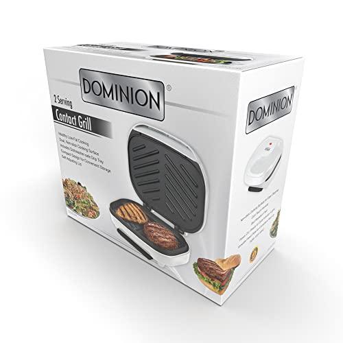 Dominion 2-Serving Classic Plate Electric Indoor Grill and Panini Press, Easy Storage & Clean, Perfect for Breakfast Grilled Cheese Egg & Steak, White - CookCave