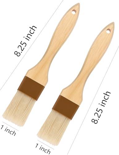 Pastry brush,Basting brush for Cooking,Natural Bristle BBQ Brush for Oil & Sauce,Wooden Handle Food Brush for Baking,Easy Clean Butter Egg Wash Brush,Durable Kitchen Culinary Utensil (2 Pack 1") - CookCave