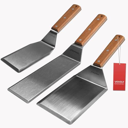 Stainless Steel Spatula Set, Grill Spatula Set with Full Tang Handle & Beveled Edges, Long Wide Spatula for Cast Iron Griddle BBQ Flat Top Grill, Pancake Spatula, Smash Burgers Metal Spatula - CookCave