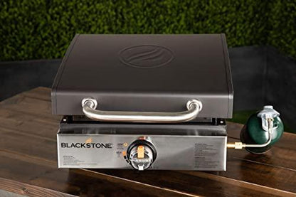 Blackstone 1814 Stainless Steel Propane Gas Portable, Flat Top Griddle Frill Station for Kitchen, Camping, Outdoor, Tailgating, Tabletop, Countertop – Heavy Duty & 12, 000 BTUs, 17 Inch, Black - CookCave