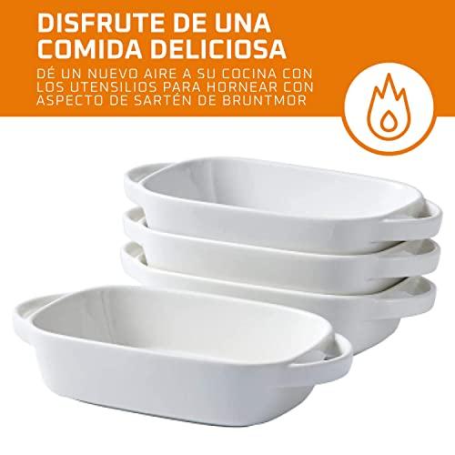 Bruntmor 9x5 inch White Baking Pans Set of 4, Ceramic Baking Dish | Pie & Tart Lasagna Pans for Casserole Dish with Lid | Kitchen Baking Dishes for Oven Safe & Porcelain Bakeware for Cooking - CookCave