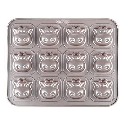 CHEFMADE Cows Cake Pan, 12-Cavity Non-Stick Animal Muffin Bakeware for Oven Baking (Champagne Gold)… - CookCave