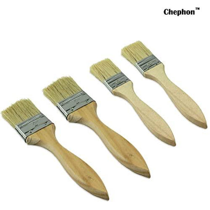 Chephon Natural Bristles Pastry Basting Brushes Set with wooden handle for Baking Kitchen Cooking BBQ Grill and Basting Oil Sauce and Marinade, 4 Pack - CookCave