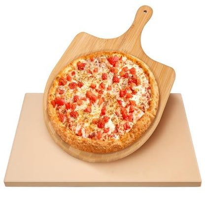 Pizza Stone for Oven, with Wooden Pizza Peel paddle Large Baking Stone Bread Pizza for Pizza,Bread,Pie,BBQ Grill, Oven Baking 15 x 12 Inch - CookCave