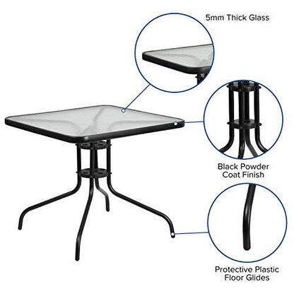 Flash Furniture Barker 31.5'' Square Tempered Glass Metal Table - CookCave