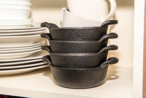 Cast Iron Ramekin Bakeware Bowl Set of 2 by Carver's Olde Iron, 4 1/2" x 1 1/2", 12 Oz Capacity - CookCave