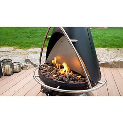 Cuisinart COH-600 Chimenea Propane Fire Pit, Patio Heater with Tip-Over Safety Switch, 8 lbs. Lava Rocks Included, 31" x 31" x 48" - CookCave