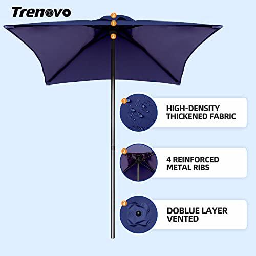 Trenovo 4.9 ft Patio Umbrella - Outdoor Table Umbrella with 4 Reinforced Ribs, UV Protection & Waterproof Market Umbrella for Garden, Lawn, Deck, Backyard, Pool (Navy Blue) - CookCave