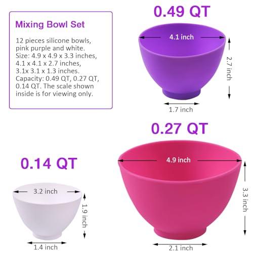 Goalfly 12 Pcs Silicone Mixing Bowls Set, Size 0.14, 0.27, 0.49 QT, Flexible Silicone Bowls for Kitchen, Non Stick Silicone Bowls for Melting Chocolate, Icing, Cooking, Prepping Food - CookCave