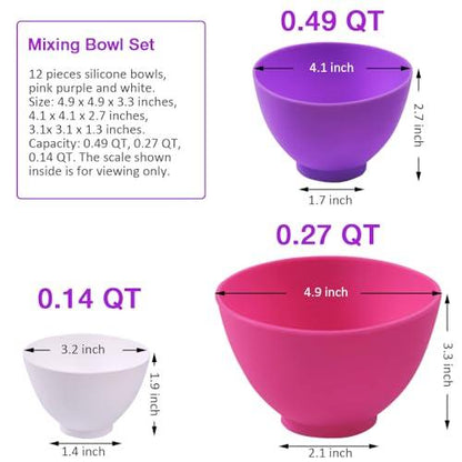 Goalfly 12 Pcs Silicone Mixing Bowls Set, Size 0.14, 0.27, 0.49 QT, Flexible Silicone Bowls for Kitchen, Non Stick Silicone Bowls for Melting Chocolate, Icing, Cooking, Prepping Food - CookCave