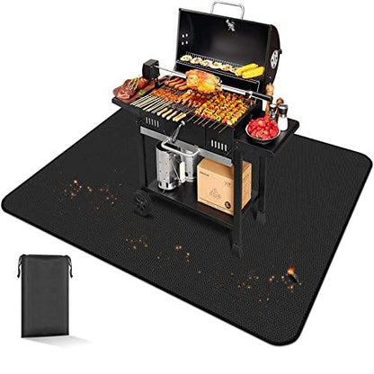 Under Grill Mat EC TECH, 60 x 48 Inch Grill Mat Under Desk, Double-Sided Fireproof Oil-Proof Mats for Fire Pit with Stitched Edge, Grill Mats for Outdoor Grill, Charcoal, Gas Grills, Smokers, BBQ - CookCave