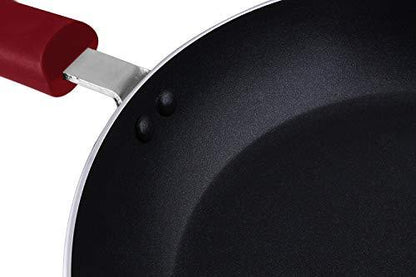 Utopia Kitchen Saute Fry Pan - Nonstick Frying Pan - 11 Inch Induction Bottom - Aluminum Alloy and Scratch Resistant Body - Riveted Handle (Red-Black) - CookCave