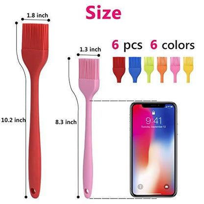 Hhyn Silicone Basting Brush Set 6 Pack Heat Resistant Pastry Brushes Spread Oil Butter Sauce for BBQ Grill Barbeque Kitchen Baking Cooking Pastries, 2 Large & 4 Small - CookCave