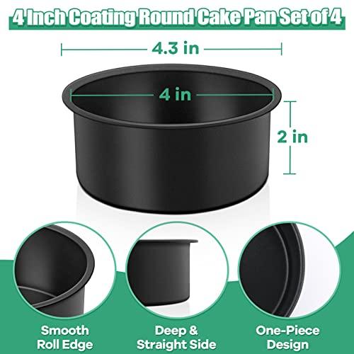 TeamFar 4 Inch Cake Pan, Mini Round Baking Layer Cake Pan Set of 4, with Non-Stick Coating Stainless Steel Core for Birthday, Party, Wedding, Healthy & Heatproof, Release Easily & Easy Clean - CookCave