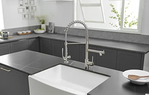 Fapully Commercial Pull Down Kitchen Sink Faucet with Sprayer Brushed Nickel - CookCave