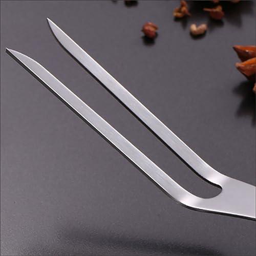 ccHuDE Stainless Steel Carving Fork Barbecue Meat Fork Cooking Steak Fork Grill BBQ Fork Kitchen Serving Fork Large Wood Handle Fork 330 mm - CookCave