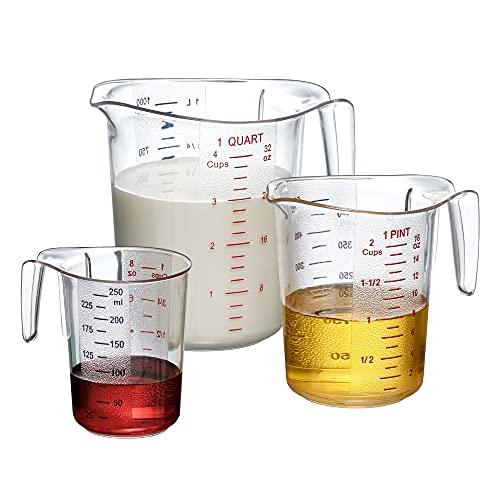 Amazing Abby - Melissa - Unbreakable Plastic Measuring Cups (3-Piece Set), Food-Grade Measuring Jugs, 1/2/4-Cup Capacity, Stackable and Dishwasher-Safe, Great for Oil, Vinegar, Flour, More - CookCave