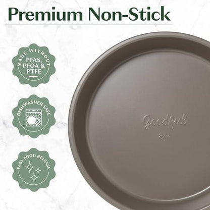 Goodful All-In-One Nonstick Bakeware Set, Stackable and Space Saving Design includes Round and Square Pans, Muffin Pans, Cookie Sheet and Roaster, Dishwasher Safe, 8-Piece, Linen - CookCave