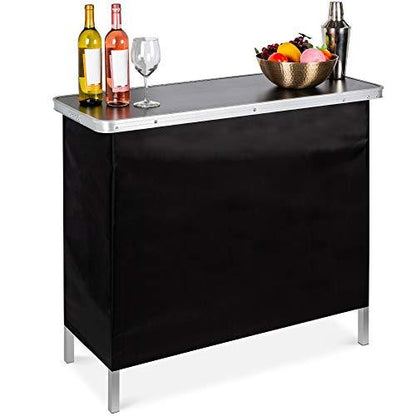 Best Choice Products Portable Pop-Up Bar Table for Indoor, Outdoor, Party, Picnic, Tailgate, Entertaining w/Carrying Case, Storage Shelf, Removable Skirt - CookCave