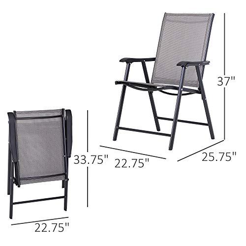 Outsunny Folding Outdoor Patio Chairs Set of 2 Stackable Portable for Deck, Garden, Camping and Travel - CookCave