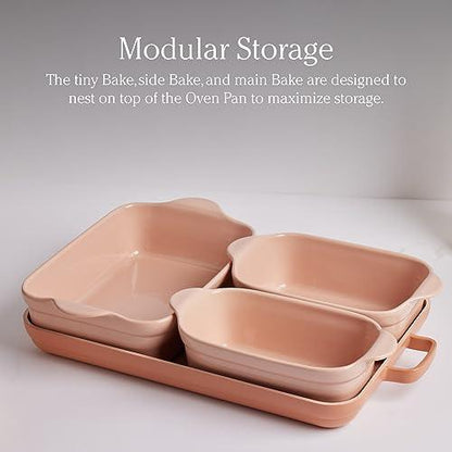 Our Place Ovenware Set | 5-Piece Nonstick, Toxin-Free, Ceramic, Stoneware Set with Oven Pan, Bakers, & Oven Mat | Space-Saving Nesting Design | Oven-Safe | Bake, Roast, Griddle and more | Steam - CookCave