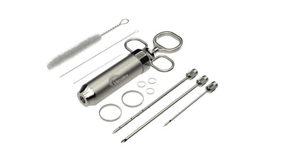 Vecolex Stainless Steel Meat Injector Marinade Syringe Heavy Duty 2 Oz with 3 Needles 3 Brushes Spare O Rings Users Manual and Recipe E-Book - CookCave