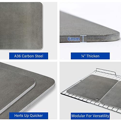 TCFUNDY Pizza Steel for Oven, Steel Pizza Stone for Grill and Oven, Pre-Seasoned Solid Carbon Steel Non-Stick Pizza Pans, 13.5"x10"x¼" - CookCave