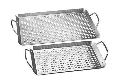 Outset 76630 Stainless Steel Grill Topper Grid, Set of 2, 11"x7" and 11"x17" - CookCave
