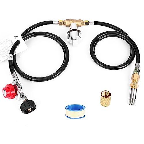 Uniflasy Fire Pit Installation Kit for Propane Connection, Propane Fire Pit Hose Kit Suit for Firepit Outdoor Fireplaces Fire Pit Table, Come with 1/2 Key Valve Air Mixer Valve Regulator Hose - CookCave