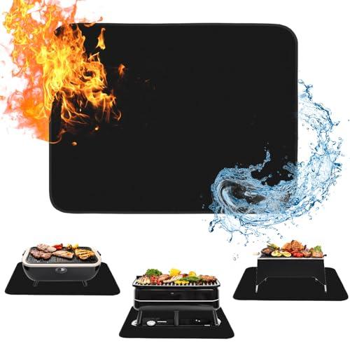 Fireproof-Grill Mats, 18"X15'' Heat Resistant Grill Mats for Outdoor Tabletop Grill, Protect Your Outdoor Grill Table and Prep Table, Waterproof & Oilproof BBQ Mat, Easy to Clean- Black (0.6mm) - CookCave