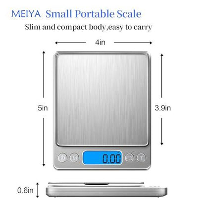 MEIYA Digital Gram Scale 1000g/0.01g, Scale for Food Ounces and Grams, Upgrade USB Charging Kitchen Scale Digital Weight for Cooking, Baking, Tare Function, 9 Units, 2 Tray - CookCave