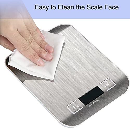 Rechargeable Kitchen Scale, 5kg by 1g Digital Food Scale, High Precise Measuring Scale for Food Ounces and Grams, Large LCD Display with USB Cable and Batteries - CookCave